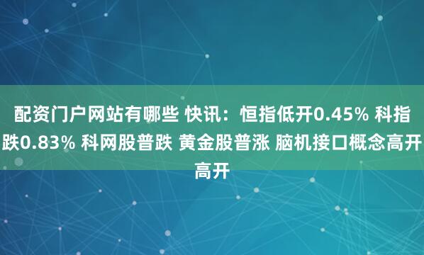 配资门户网站有哪些 快讯：恒指低开0.45% 科指跌0.83% 科网股普跌 黄金股普涨 脑机接口概念高开